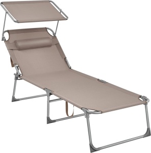 Kerti napozóágy, Songmics, GCB022K01, krém, 71x200x38 cm, 150 kg