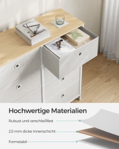 Komód, Songmics, Fehér, 80x30x81.5 cm - Img 3
