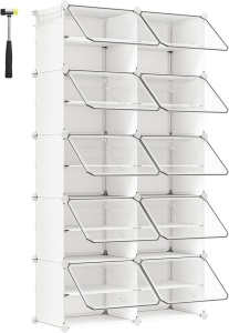 Moduláris cipőtároló, Songmics, fehér, 82x32x152 cm