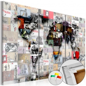 Parafa kép Modern World's Map [Cork Map], 90x60 cm