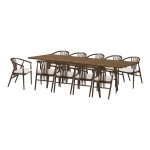 Set 11 piese Masa dining si scaune Darwin and Agustin, Maro, 340x78 cm - Img 4