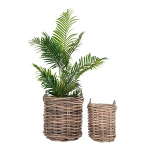 Set 2 piese Cosuri kubu rattan, Natural, 57x57x63 cm - Img 2