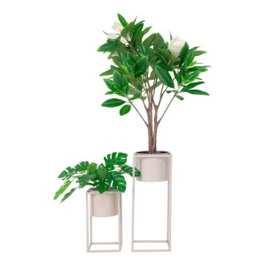 Set 2 piese Ghiveciuri de flori Marla, Bej, 19.5x19.5x50.5 cm