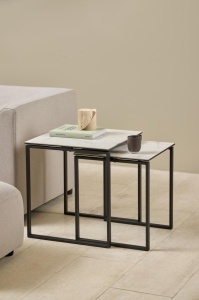 Set 2 piese Masute de cafea Katrine, Alb, 55x50x50 cm