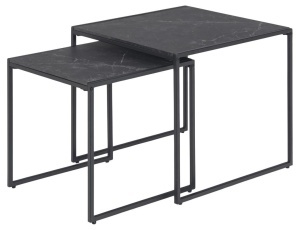 Set 2 piese Masute de cafea stivuibile Infinity, Negru, 45x50x50 cm - Img 5