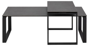 Set 2 piese Masute de cafea stivuibile Katrine, Negru, 45x115x69 cm - Img 4