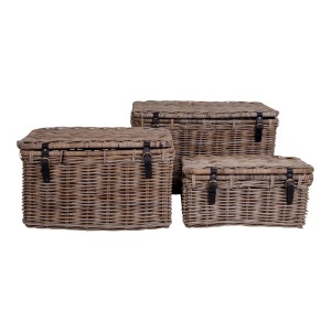 Set 3 piese Cufere depozitare Depok, Gri, 81x51x48 cm - Img 5