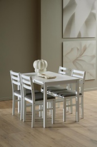 Set 5 piese Masa dining si Scaune Alicante, Alb, 74.5x110x70 cm