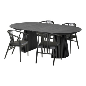 Set 5 piese Masa dining si scaune Osaka, Negru, 120x120x78 cm - Img 4