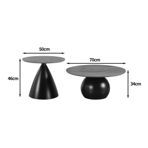 Set masute de cafea, 2 buc, Caple, Pako, Alb 70x70x46 cm - Img 4