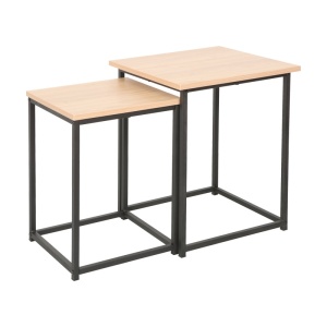 Set masute de cafea stivuibile, 2 buc, Quano, Natural, 40x40x50 cm - Img 2