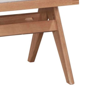 Szék, Winslow, kaucsukfa, dió színű, bézs rattan PVC, szürke textil anyag - Img 3