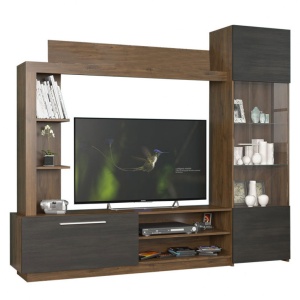 TV komód szett, June, tölgy, 204x35x177 cm