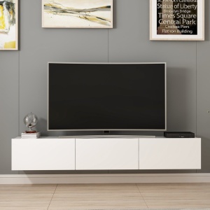 TV-konzol, Rigel, fehér, 180x30x32 cm