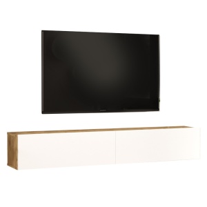 TV-szekrény fali, Dello, fehér - sonoma színű, 180x31,6x29,6cm