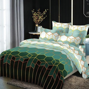 Ágyneműhuzat-garnitúra 6 részes, Geometric Green, Finom pamut (flanel)