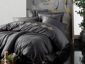 Ágyneműhuzat King, antracit (deluxe szatén)