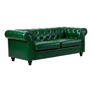 Canapea cu 2 locuri, stil chesterfield, Chesterfield, Pako, Verde inchis 160x67x84 cm - Img 2