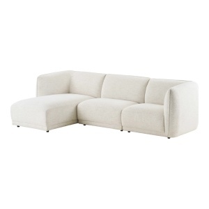 Canapea stanga Noor, Alb murdar, 94x166x276x75 cm - Img 4