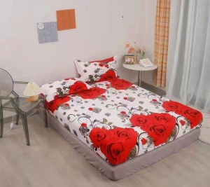 Cearsaf de pat Cocolino cu elastic si 2 fete de perna Rose 180x200cm