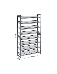 Cipőtároló szett 2 darabos, rakásolható, Songmics, 8 polcos, fém, LMR08GB, 92x30x163 cm - Img 3