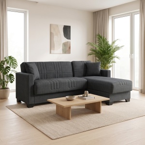 Coltar extensibil reversibil, Stashio, Antracit, 202x143x84 cm