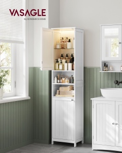 Dulap baie soldat cu LED, Helan-old, Alb, 40x30x170 cm