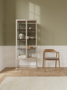 Dulap cu vitrina Seaford, Gri, 185.6x77x35 cm