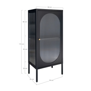 Dulap vitrina Adelaide, Negru, 35x50x110 cm - Img 2
