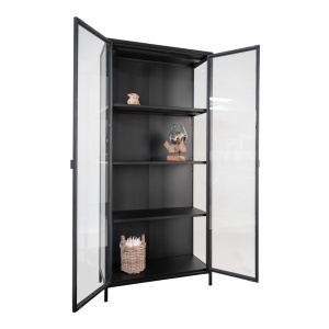 Dulap vitrina Brisbane, Negru, 35x80x175 cm - Img 2