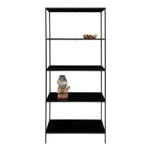 Etajera metalica inalta Vita, Negru, 36x80x170 cm