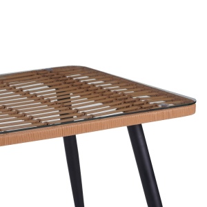 Étkezőasztal, Naoki, Pako World, üveg-rattan, fa, 140x80x78 cm - Img 5