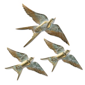 Fali dekoráció, Flying Swallow, arany, 28x19x2 cm - Img 6