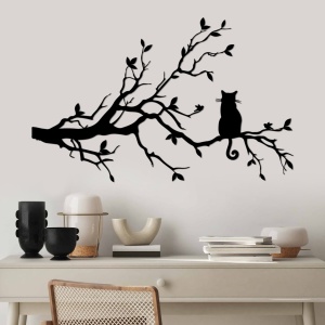 Fém fali kép Cat, fekete, 80x50 cm - Img 1