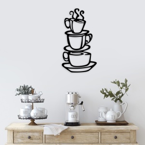 Fém fali kép Coffee, fekete, 40x75 cm