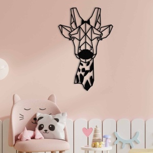 Fém fali kép Giraffe, fekete, 33x50 cm