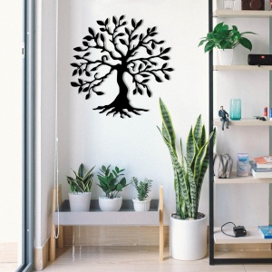 Fém fali kép Tree, fekete, 60x60 cm