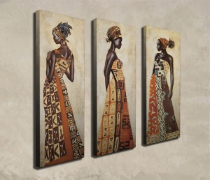 Festmény, 3 darabos, CU01, sokszínű, 20x70x3 cm