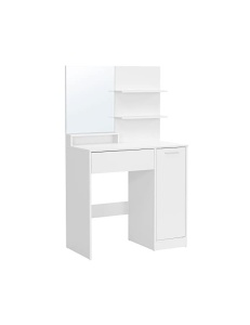 Fésülködőasztal Vasagle, tükörrel és polcokkal, 80x40x132 cm, RDT119W01, fehér