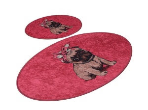 Fürdőszobai szőnyeg szett 2 db, Pink Pug