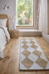 Futószőnyeg, Flair Rugs Effie Diamond, juta, világosbézs, 60x230 cm