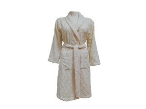 Jacquard velúr fürdőköpeny, Clerica, női, krém