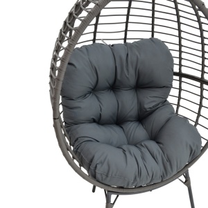 Kerti fotel, Nestie, rattan, szürke fém lábak, szürke párna, 102x80x155 cm - Img 6