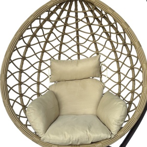 Kerti hintaágy, Lyere, Pako World, barna-bézs, rattan, 120x108x195 cm - Img 5