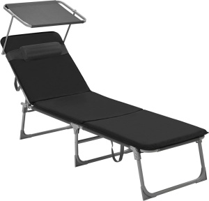 Kerti napozóágy, Songmics, GCB193B01, fekete, 53x193x29.5 cm, 150 kg