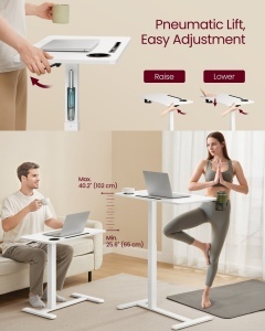 Laptop asztalka, Vasagle, fehér, 80x45x102 cm - Img 3