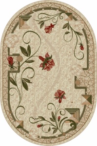 Modern ovális szőnyeg, Lotos 587, krém / bézs, 1800 g/m², 60x110 cm