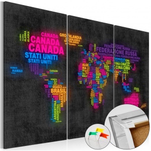 Parafa kép Mappa del Mondo [Cork Map], 120x80 cm