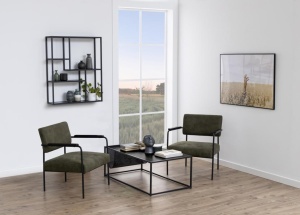 Raft de perete Seaford, Negru, 91x75x20 cm