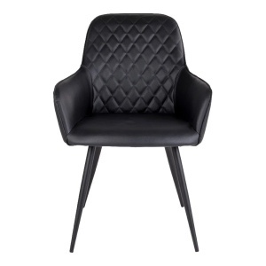 Scaun dining Harbo, Negru, 65x57x87 cm, Piele ecologica - Img 4